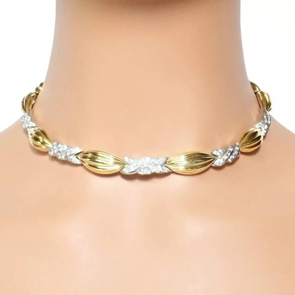 Authentic! Tiffany & Co 18k Yellow + White Gold 4ct Diamond Candy Necklace